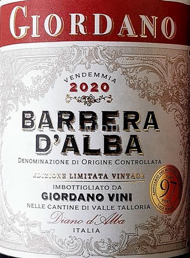 Piedmont Barbera d'Alba Giordano Vini 2020