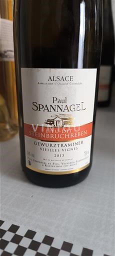 Alsacia Paul Spannagel Lieu-dit Steinbruchreben Gewurztraminer Vieilles Vignes 2013
