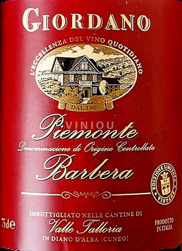 Piedmont Wines Piedmont Giordano Vini Barbera 2020