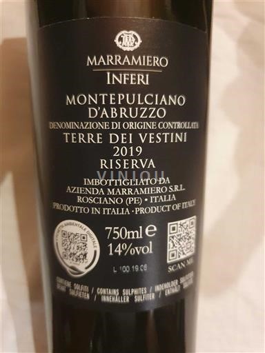 Wijnen Rouge sec Montepulciano d Abruzzo riserva Marramiero 2019 Italië Abruzzen Montepulciano d'Abruzzo DOC
