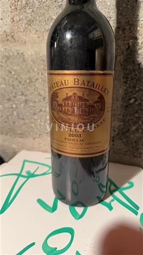 Bordeaux Pauillac Grand Cru Château Batailley 2003