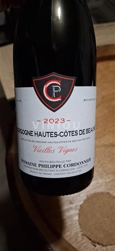 Burgundi Beaunen Ylämaat Domaine Philippe Cordonnier Vieilles Vignes 2023