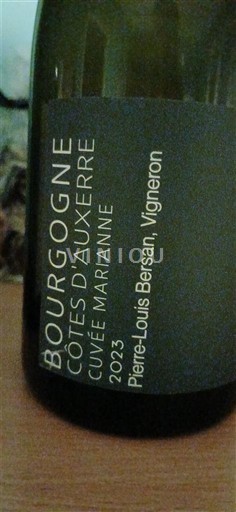 Burgundi Bourgogne Côtes d'Auxerre Pierre-Louis Bersan Marianne 2023