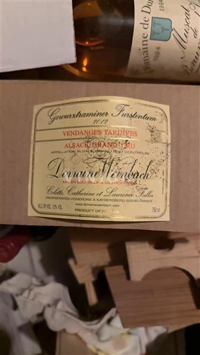 Alsácia Alsácia Grand Cru Grand Cru Domaine Weinbach Gewurztraminer Furstentum Vendanges Tardives 2012