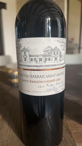 Burdeos Saint-Émilion Gran Cru Grand Cru Château Barrail Saint André 2011