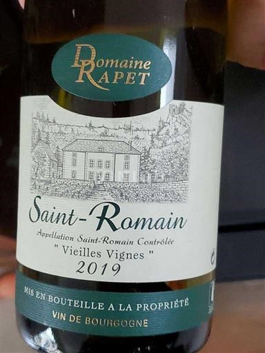 Burgundi Saint-Romain Domaine Rapet Vieilles Vignes 2019