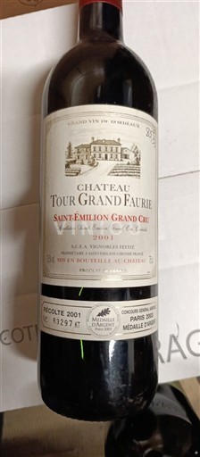 Bordeaux Saint-Émilion Grand Cru Château Tour Grand Faurie 2001
