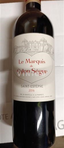 Bordeaux Saint-Estèphe Château Calon Ségur Le Marquis de Calon Ségur 2016