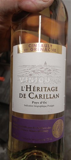 Linguadoca e Rossiglione Paese d'Oc L'Héritage de Carillan Cinsault et Grenache Senza annata