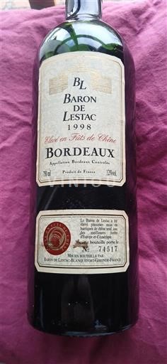 Bordeaux Baron de Lestac des Plus de Chênes 1998