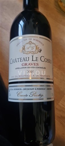 Bordeaux Graves Château Le Cossu Prestige 2005