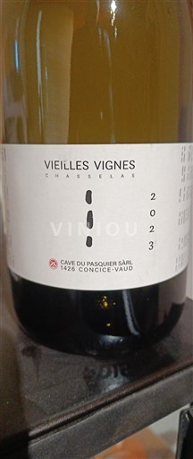 Vaud Bonvillars AOC Cave du Pasquier Vieilles Vignes 2023