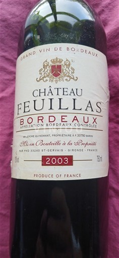 Bordeaux Château Feuillas 2003