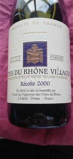 Rhône Valley Côtes du Rhône Villages Union des Vignerons des Côtes du Rhône 2000