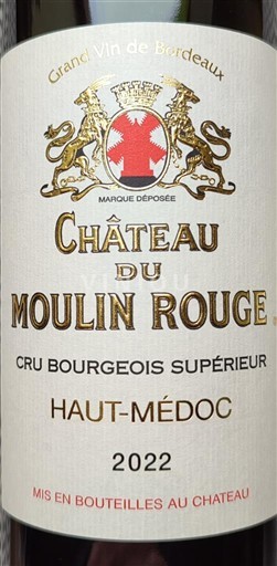 Bordeaux Haut-Médoc Château Moulin Rouge Cru Bourgeois Supérieur 2022