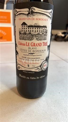 Burdeos Blaye-Côtes de Burdeos Château Le Grand Triez Vieilli en fûts de chêne 2022