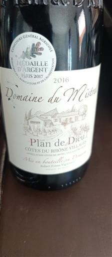 Rhône Valley Not Specified Domaine Mistral Plan de Dieu 2016