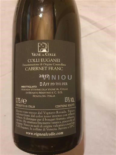 Vêneto Colli Euganei Vigne al Colle Cabernet Franc 2017