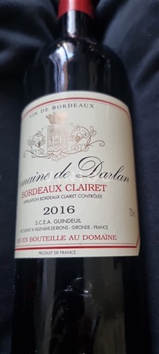 Bordeaux Bordeaux clairet Domaine Darlan 2016