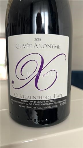 Wines Rouge sec Cuvée Anonyme Xavier Vignon 2015 France Rhône Valley Châteauneuf-du-Pape AOC