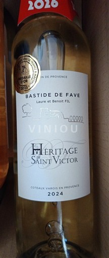 Provence Coteaux Varois en Provence Bastide de Fave Héritage de Saint Victor 2024