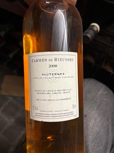 Bordeaux Sauternes Château Rieussec Carmes de Rieussec 2008