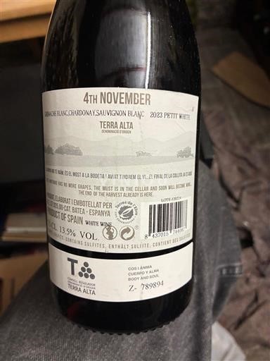 Katalonien Terra Alta Terra Alta 4th November Petit White 2023