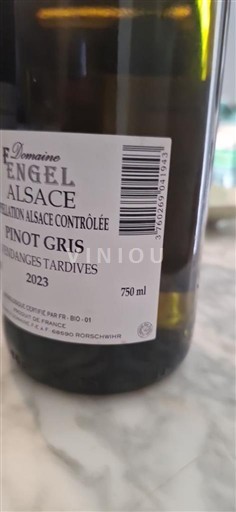 Rượu vang Blanc moelleux Domaine Engel 2023 Pháp Alsace Vin de France Vendanges Tardives