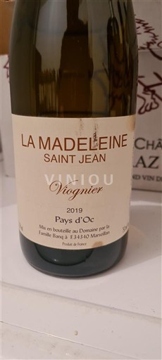 Languedoc và Roussillon Vùng đất Oc La Madeleine Saint Jean Viognier 2019