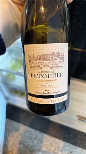 Linguadoca e Rossiglione Paese d'Oc Domaine Famille de Lorgeril Marquis de Pennautier Chardonnay Terroirs d'Altitude 2022