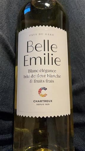 Vin Blanc sec Belle Emilie Chartreux Non millésimé France Vallée du Rhône AOC