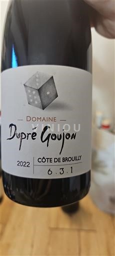 Vini Rouge sec 6.3.1 Domaine Pré Goujon 2022 Francia Beaujolais Côte-de-brouilly AOC