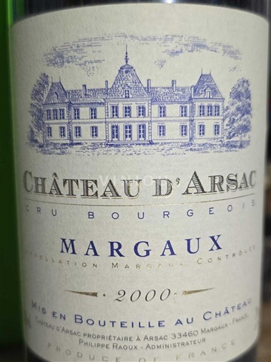 Bordéus Margaux Château Arsac 2000