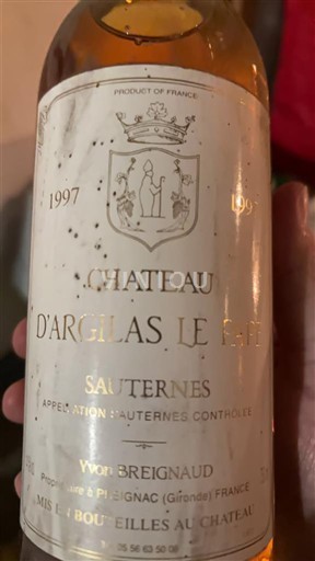 Bordeaux Sauternes Château Argilas Le Page 1997