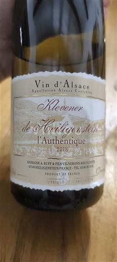 Alsacia Domaine A. Ruff & Fils l'Authentique 2018