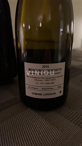 Burgundija Mercurey Premier Cru Domaine Lorenzon Mercurey Croichots 2015