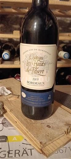 Burdeos Bordeaux Château Les Hauts de Pesert 2003