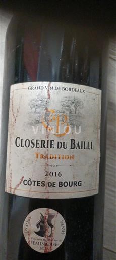Bordeaux Côtes-de-bourg Closerie du Bailli Tradition 2016