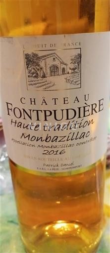 Sudoeste Monbazillac Château Fontpudière Haute tradition 2016