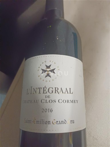 Bordeaux Saint-Émilion Grand Cru Grand Cru Château Clos Cormey L'Intégraal 2016