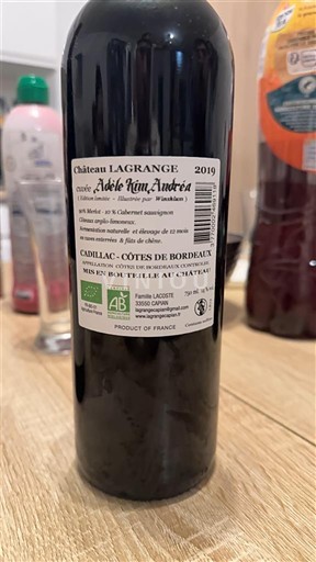 Bordeaux Cadillac-côtes-de-bordeaux Château Lagrange Adèle, kim Andréa 2019
