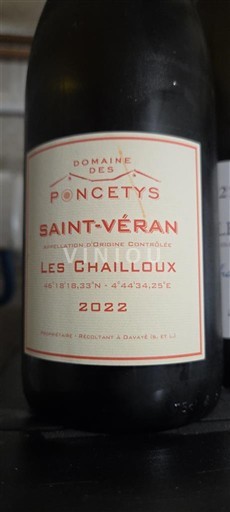Bourgogne Saint-Véran Domaine Des Poncetys Les Chailloux 2022