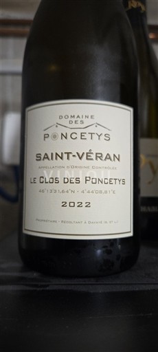 Bourgogne Saint-Véran Domaine Des Poncetys Le Clos des Poncétys 2022