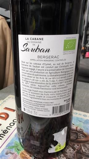 Sydväst Bergerac Domaine Sauban La Cabane Icke årgångsbetecknad