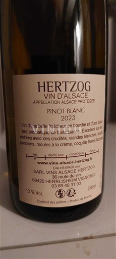 Alsace Pinot blanc Hertzog 2023