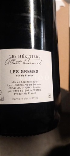 Beaujolais Ikke specificeret Les Héritiers Albert Bernard Les Grèges Ikke årgangsbestemt