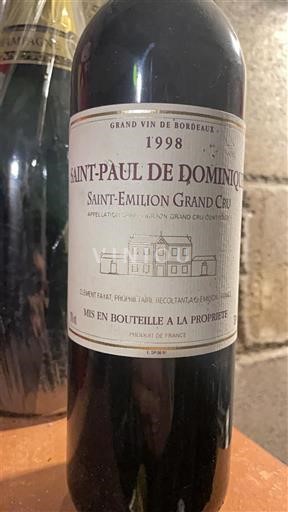Bordeaux Saint-Émilion Grand Cru Saint Paul de Dominique 1998