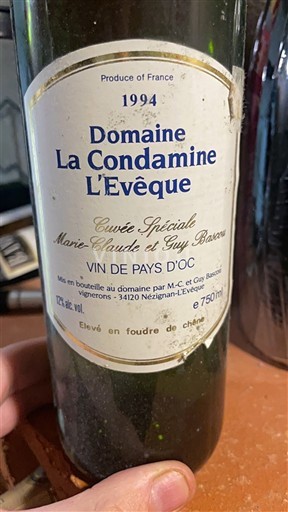 Languedoc Ospecificerad Domaine La Condamine L'Evêque Spéciale Marie-Claude et Guy Bascou 1994