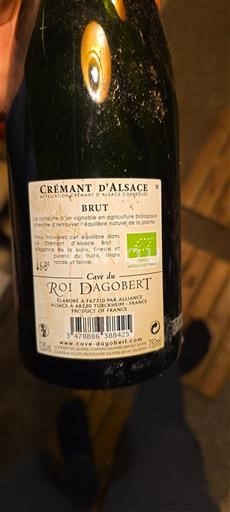 Alsace Crémant d'Alsace Cave du Roi Dagobert 2020