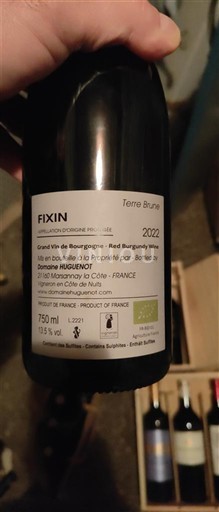 Borgoña Fixin Grand Cru Domaine Huguenot Terre Brune 2022